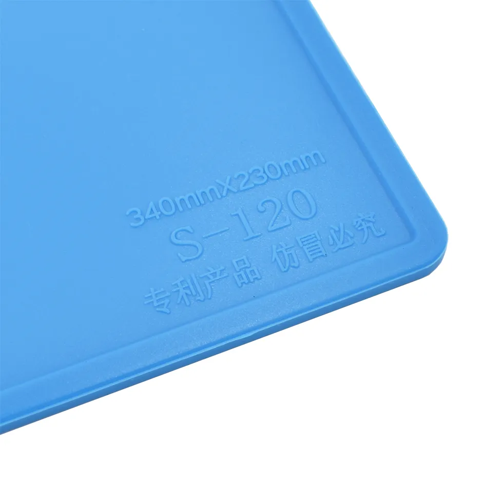 340mm x 230mm Esteira De Trabalho Azul Resistente Ao Calor Tapete De Reparo De Silicone para Manutenção Plataforma BGA Estação De Solda com Escala Régua 30 pçs / lote