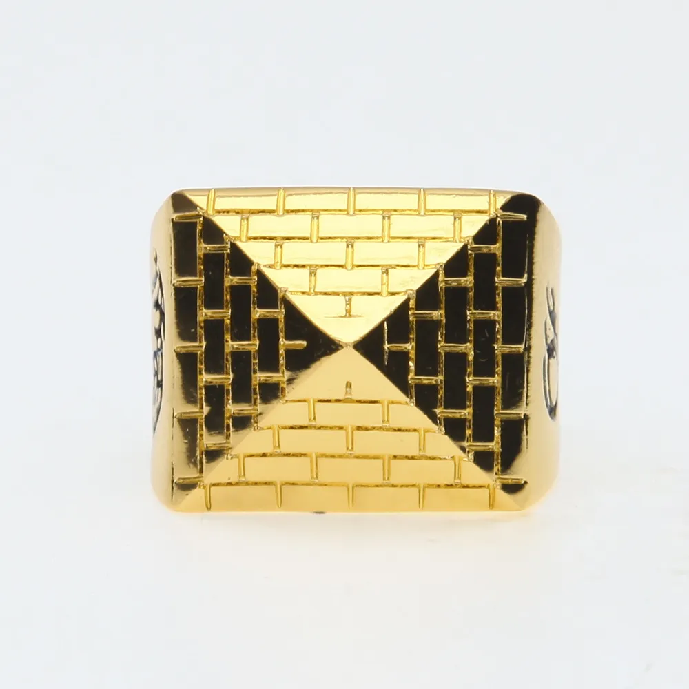 Мужское кольцо в форме египетской пирамиды в стиле панк, модные ювелирные изделия в стиле хип-хоп, золотого цвета, очаровательные металлические кольца из сплава, женские201d