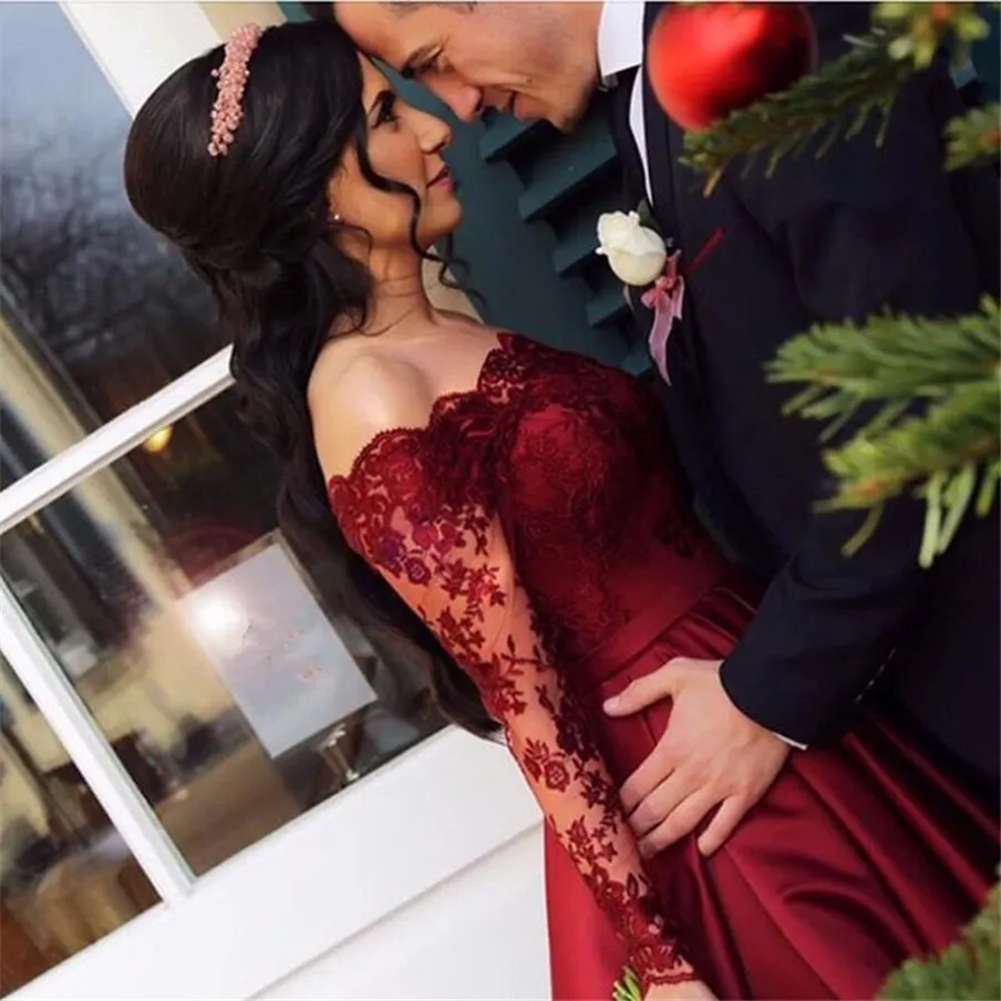 Burgundy Prom Gown Long Sleeve Satin Trumpet Silhouette Evening Dress with  Sweep Train and Zipper Back from Dhgate Prom Dresses - price 119.4