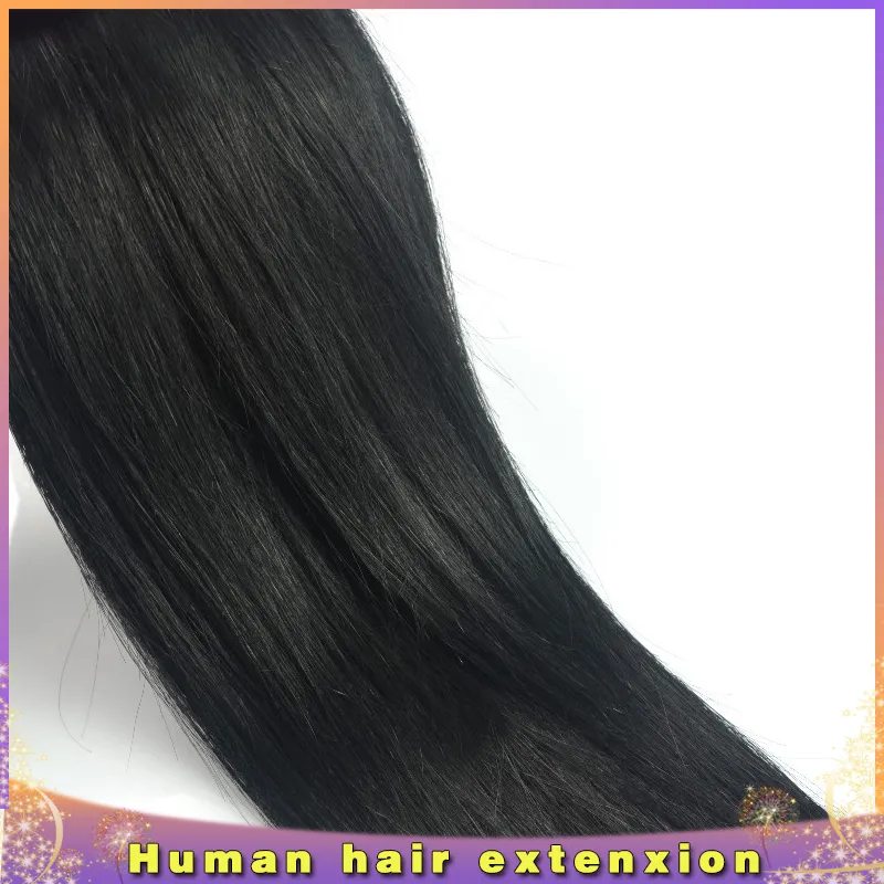 Brasilianska Virgin Hair Straight U Tips Hair Extension # 1 Jet Black 100g 100s Keratin Stick Tips Mänskligt hår