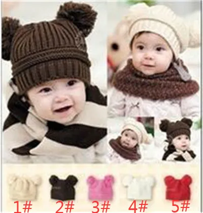 2017 NOWOŚĆ 10 PCS Baby Cub Baby Podwójna wełniana wełniana dzianina Kapelusz Baby Boy Ladies Ręcznie czapki Cotton's Cotton Hat M055