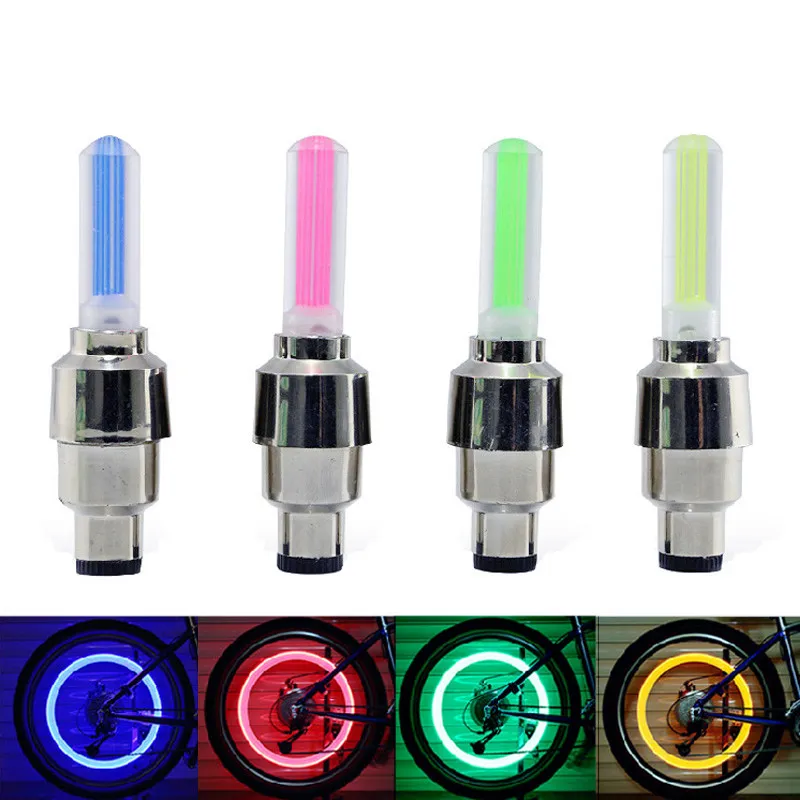 Led Flash Pneu Roue Valve Cap Lumière Nouveauté Éclairage Pour Voiture Vélo Vélo Moto Roue Lumières Pneu Rouge Jaune Bleu Vert