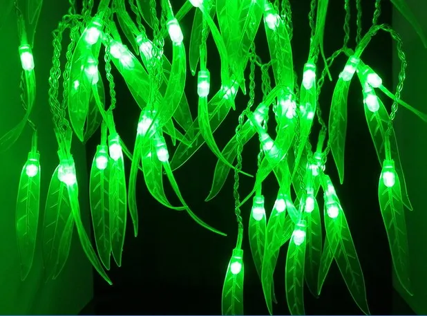 100 lysdioder 3506m Artificial Salix Leaf Vine Wedding Curtain Light for Home Garden armaturer LED Decoration Julbelysning AC 15826365