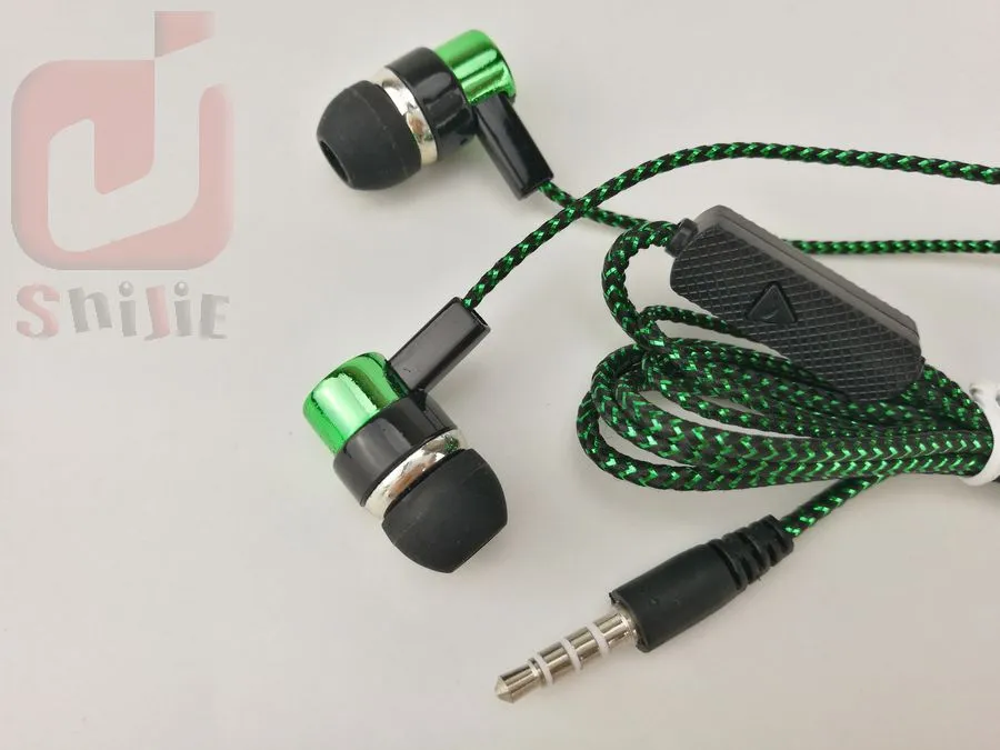 comune a buon mercato serpentino Tessuto treccia cavo auricolare auricolari cuffia auricolare vendite dirette da parte dei produttori blu verde 300 pz/lotto