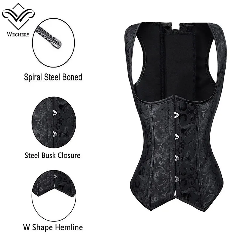 Vrouwen Brocade Taille Cincher Underbust Corset Vest Gothic Slimming Corsets Staal Boned Steampunk Kleding Plus Size S-6XL