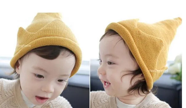 Autumn and winter boy and girls hat Children's spire turtleneck cap warm hat Crown knitting hatfree shipping