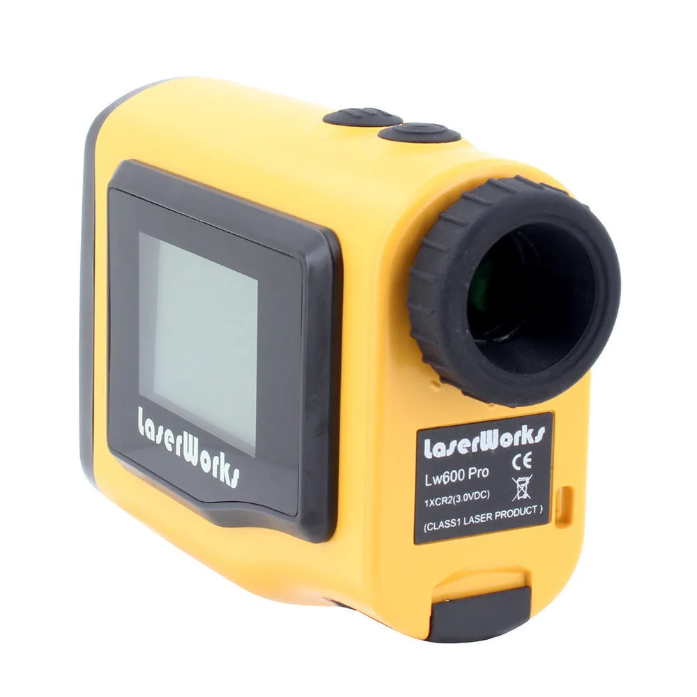 Freeshipping LaserWorks 600 M 1.8 "6x Faixa Laser Range Finder Medidor de Velocidade Para A Caça Golf Profissional Telescópio Pinseeker