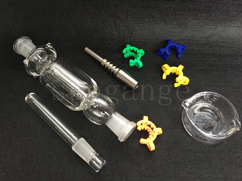 Nieuwste glazen pijpen ingesteld met 14 mm titanium tip kwarts tip Quartz nagelglas schotelolie concentratie trate dab rietje