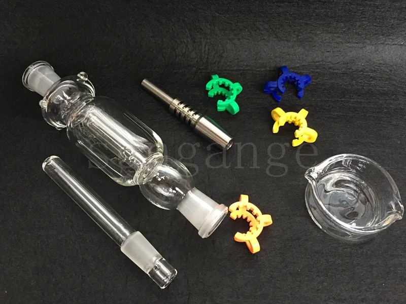 Newest glass pipes Set with 14 mm Titanium Tip & Quartz Tip Quartz Nail Glass Dish Oil Rig Concen trate Dab Straw