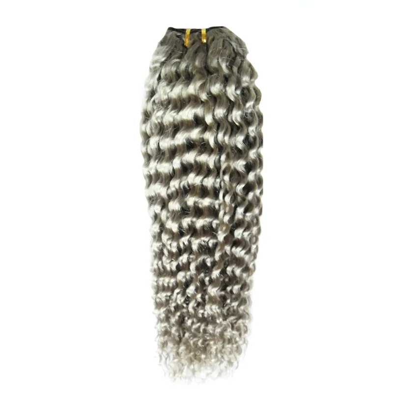 Cheveux gris tisser brésilien crépus brésilien bouclé hari argent argent gris cheveux humains tisser 100g extensions brésiliennes boucles gris gris gris 7664885