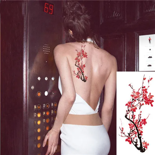 3D lebensechte Kirschblüten stieg große Blumen Wasserdicht Temporäre Tätowierungen Frauen Flash Tattoo Arm Schulter Tattoo Aufkleber