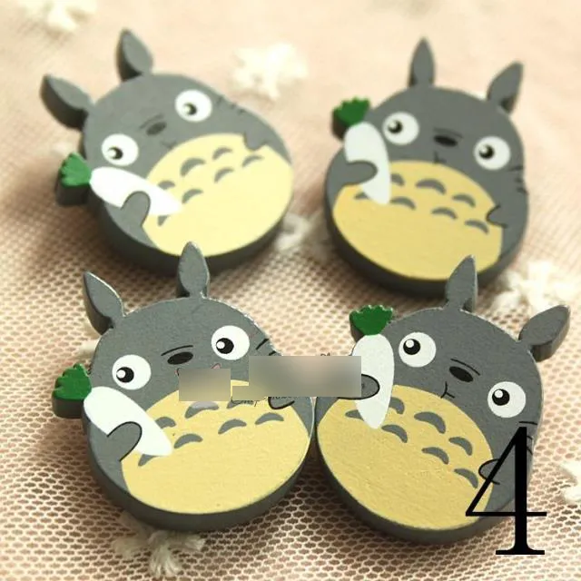 Totoro Crianças Broche 2017 Novo Bonito Dos Desenhos Animados De Madeira Crianças Broche de Pino de papelaria das Crianças Dos Meninos Meninas Acessórios C134