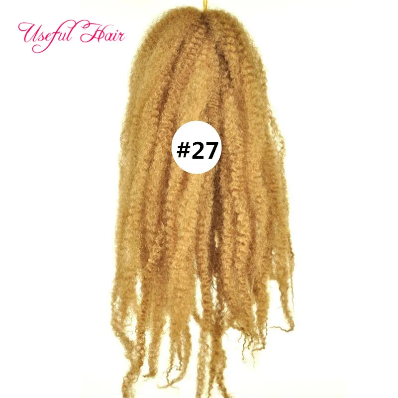 Synthetische blonde verworrene lockige 18-Zoll-Afro-Kinky-Marley-Zopf-Lockenhaarverlängerung 100 Gramm Marley-Flechthaar Häkelzöpfe Haarbolote
