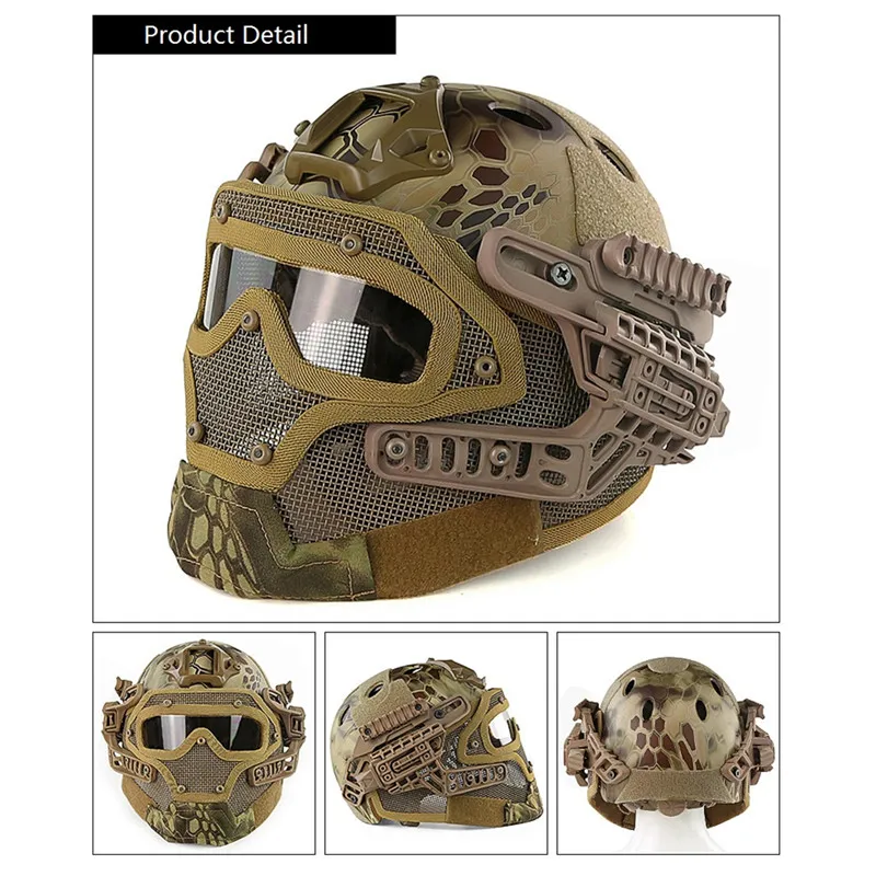 FAST Tactical Helmet BJ PJ MH ABS Mask with Goggles for Airsoft Paintball WarGame Motorcycle Cycling Hunting9730799