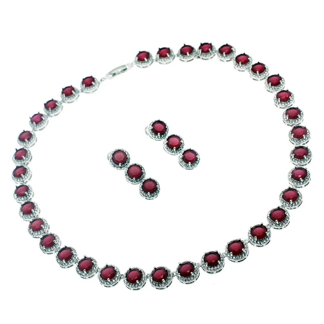 Natuurlijke edelsteen sieraden sets ketting oorbellen 925 Sterling zilveren Sapphire Cherry Ruby Cubic Zirconia Emerald Dames Mooie geschenken