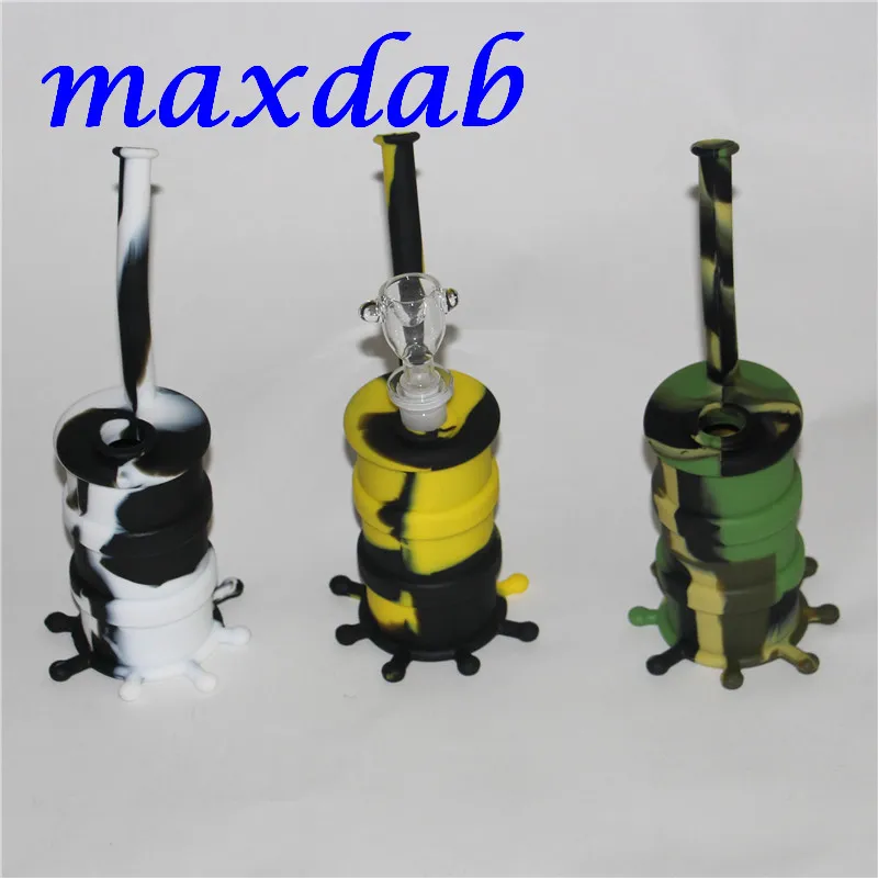 Food Grade Silicone Bongs hookahs Smoking Accessorie Silicone water pipe Oil rig Silicone Dab Rig with downstem glass bowl 