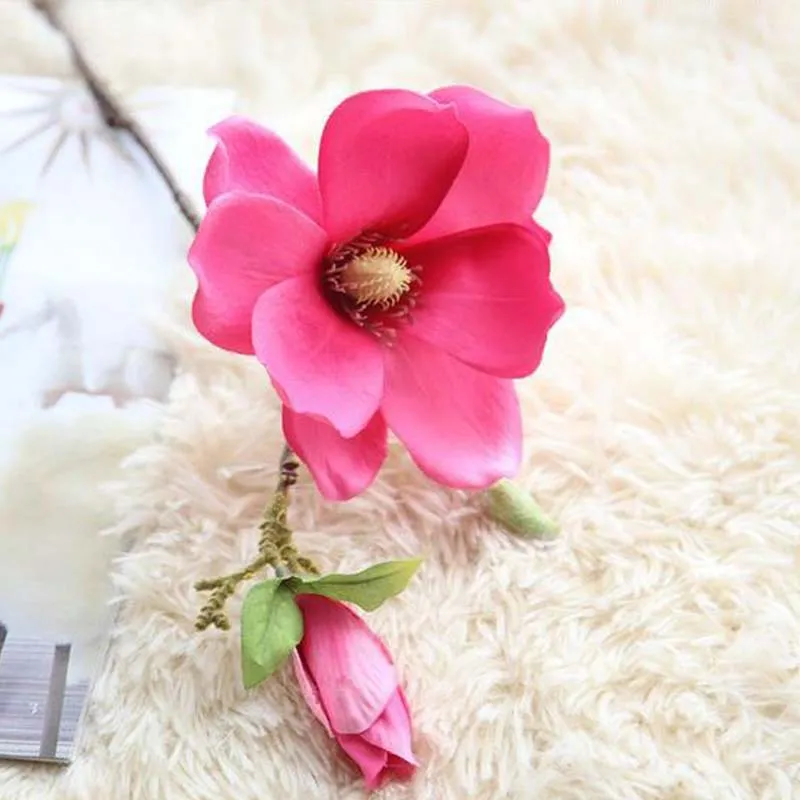 Искусственный шелк цветок магнолии в 6 цветов ручной работы цветы магнолии для украшения дома и свадьбы яркие и нежные
