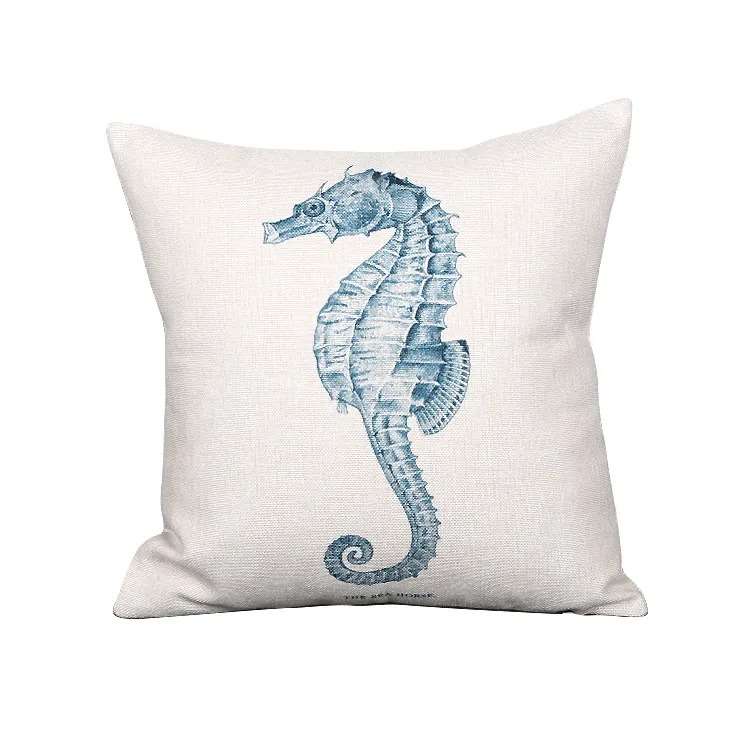 Style méditerranéen housse de coussin bleu mer taie d'oreiller décoratif corail almofada plage décor coquille cojines253U