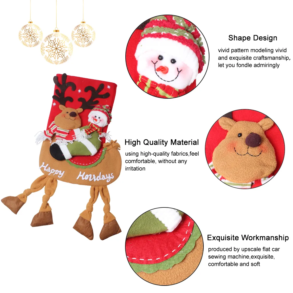 Julstrumpor Strumpor Presentväska Snö Man Santa Claus Xmas Tree Stocking Patterns Ornaments Dekorationer Partihandel