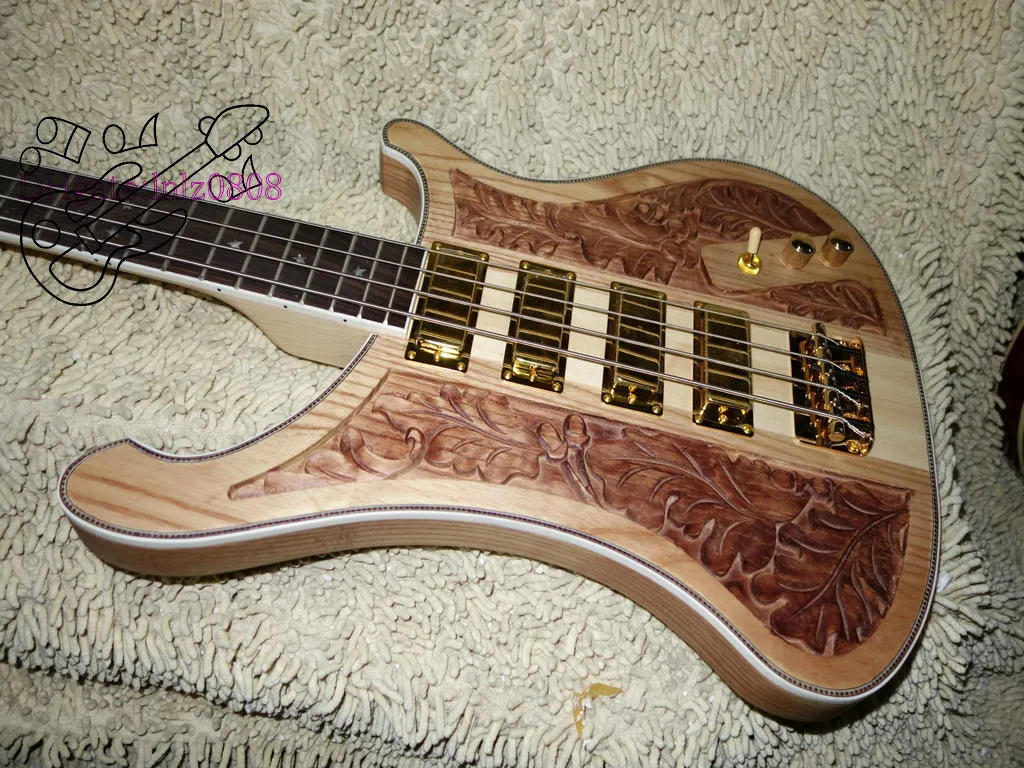 Custom 4003 Bass 4 string Bass Guitar wood Manual sculpture Electric bass colored Golden picks Made in China 