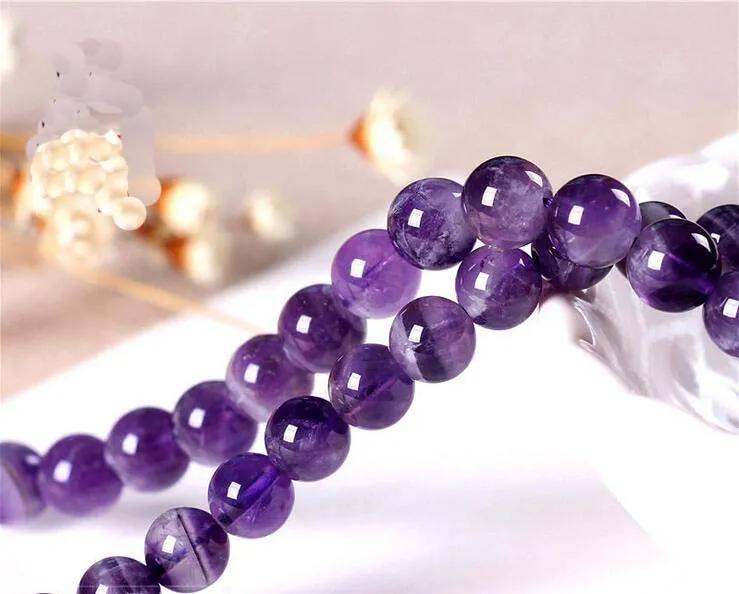 8mm Rodada Natrual roxo Amythest Beads gemstone Solta Pérolas Para Pulseira DIY Fazer Jóias