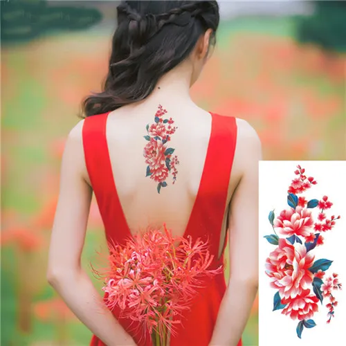 3D lebensechte Kirschblüten stieg große Blumen Wasserdicht Temporäre Tätowierungen Frauen Flash Tattoo Arm Schulter Tattoo Aufkleber