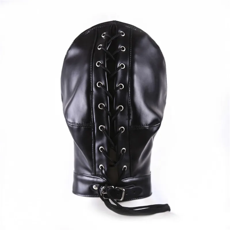 NEW Soft Leather BDSM Toys Bondage Gear Mask Enclosed Hood Choking Fetish Fantasy Sex Slave Head Hood Sex Toys For Couples276l2492478