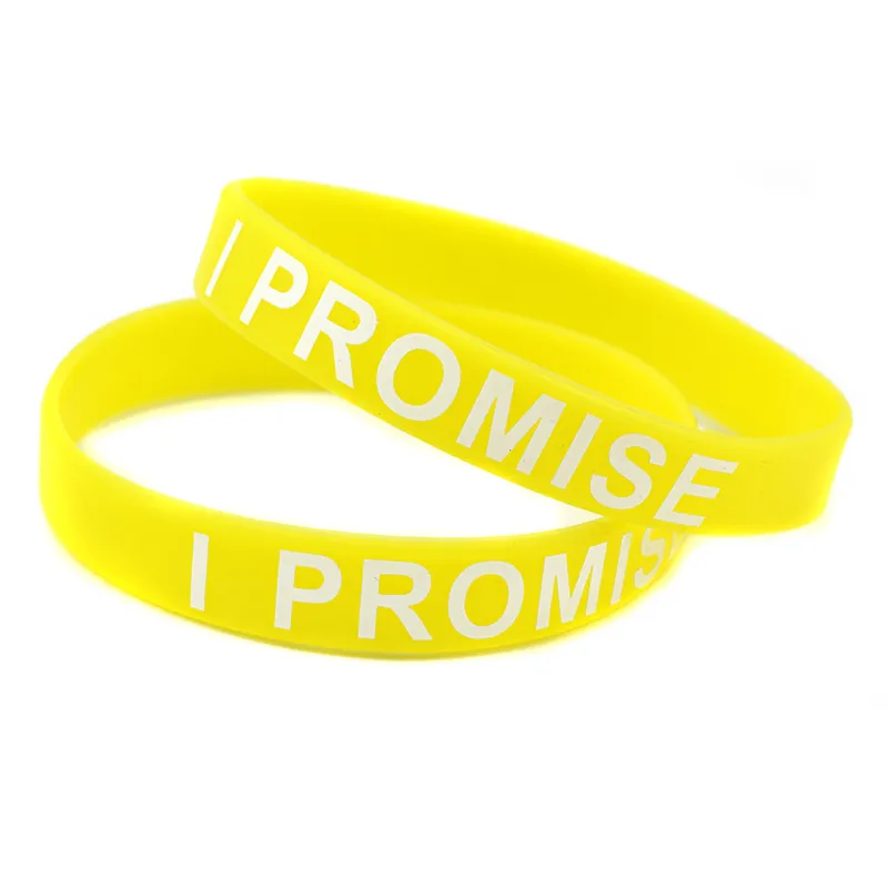 I PROMISE Silicone Bracelet For Sport or Cancer Printed Motivational Slogan Adult Size 