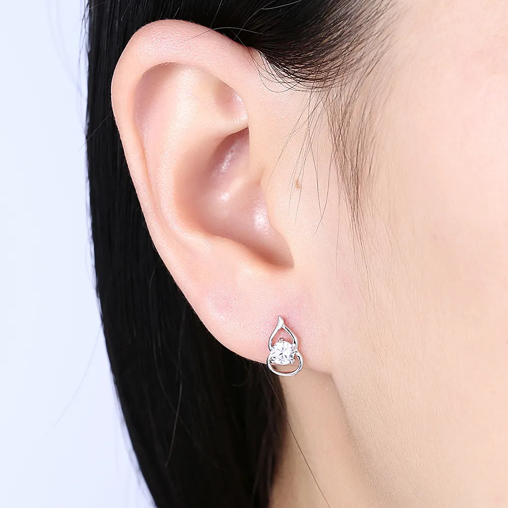Orecchini geometrici in argento sterling al 100% 925 moda signore semplici femmina scintillante zircone orecchini gioielli squisiti