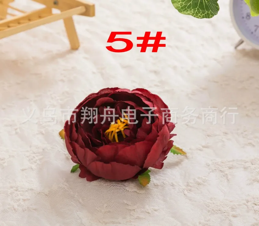 300 Uds Dia 10cm tela Artificial cabeza de flor de peonía de seda para decoración de boda arco arreglo floral suministros de Material DIY