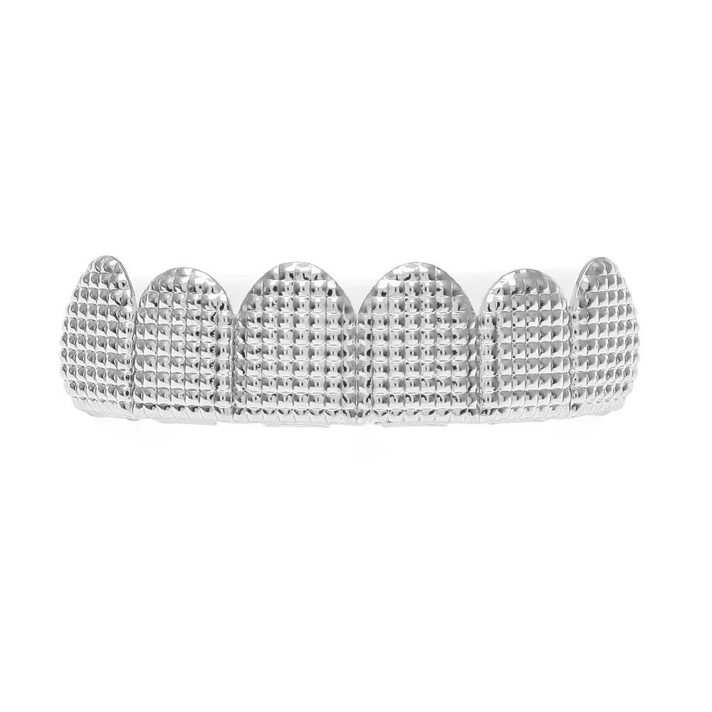 Grilles plaquées or 14 carats, barre supérieure et inférieure, style Hip Hop, bouche à 2 rangées, dents supérieures et inférieures