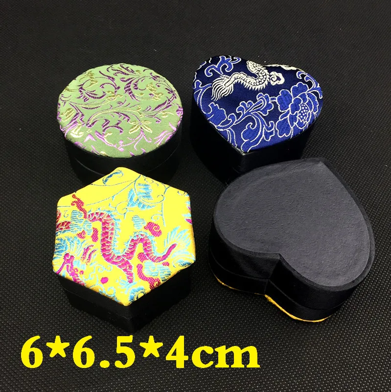 Handwerk Bloemen Kleine Sieraden Gift Doos Doek Verpakking Zijde Brocade Kartonnen Ketting Ring Oorbel Stud Storage Case / 