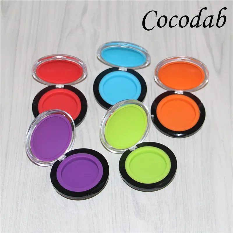 new acrylic clam shell silicone dab jar wallet container 6ml silicone jars dab wax vaporizer oil container 205 8 mm free