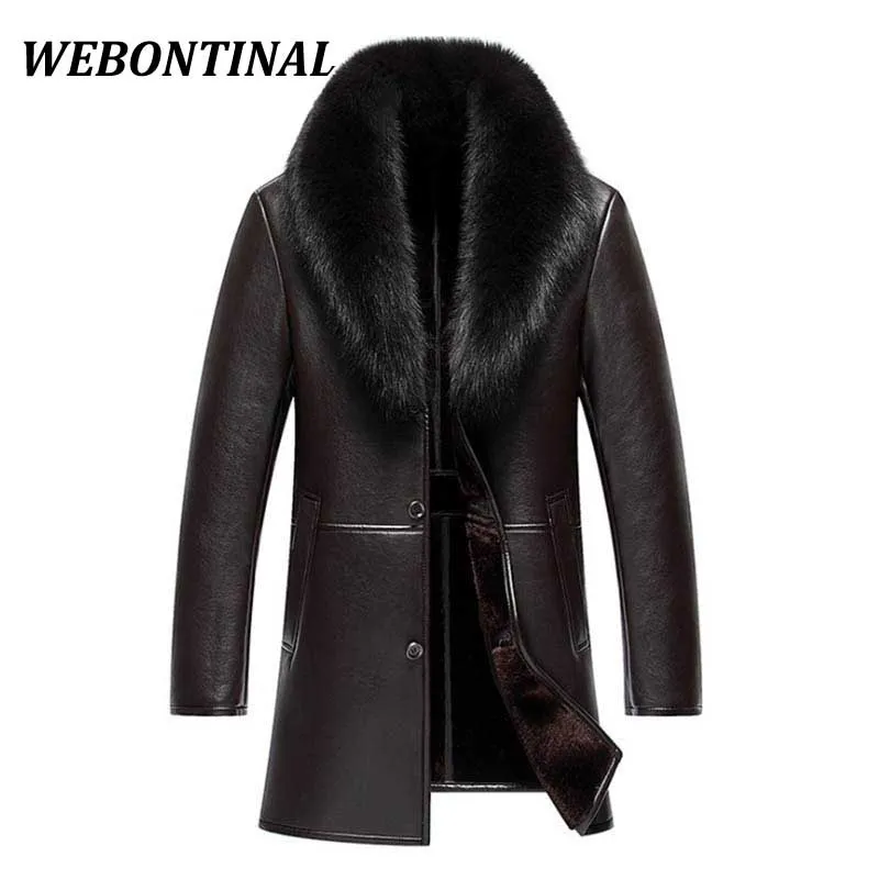 Wholesale-ウィンターウィンターレザージャケット男性コート男性最高品質リアルファーカラー暖かい厚いフェイクウインドブレーカー男性厚いベルベット