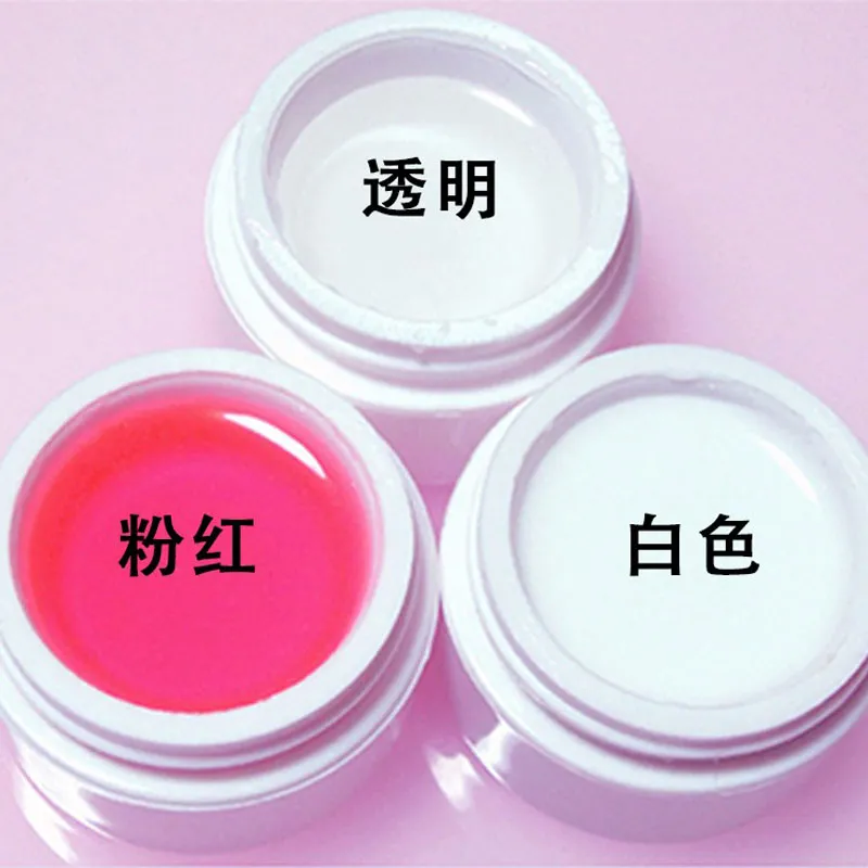 最も人気のあるピンクホワイトクリア透明 3 色オプション UV ジェルビルダーネイルアートのヒントジェルネイルマニキュアエクステンション