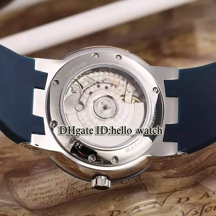 Tanie nowe 42 mm El Toro Perpetual 32000 Blue Dial Tourbillon Automatyczne męskie zegarek Rose Gold Case Blue Guma Zegarek 43555148