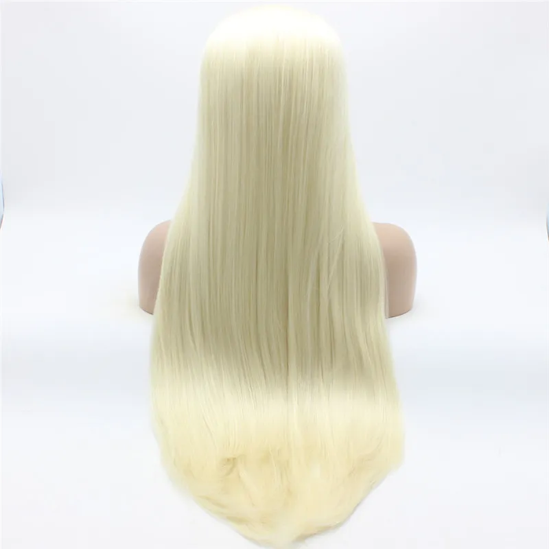 Iwona Hair Prosto bardzo długie białe światło blond mieszanki peruka 22 # 1001/613 Połowa ręczna wiązana ciepła odporna na ciepło syntetyczne koronki przednie peruki