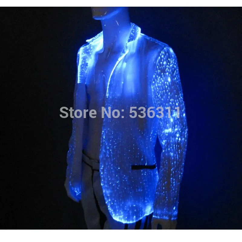 Wholesale- Autumn winter led casual luminous jacket Fiber Optic winter jacket men casual suits men's business formal jacket