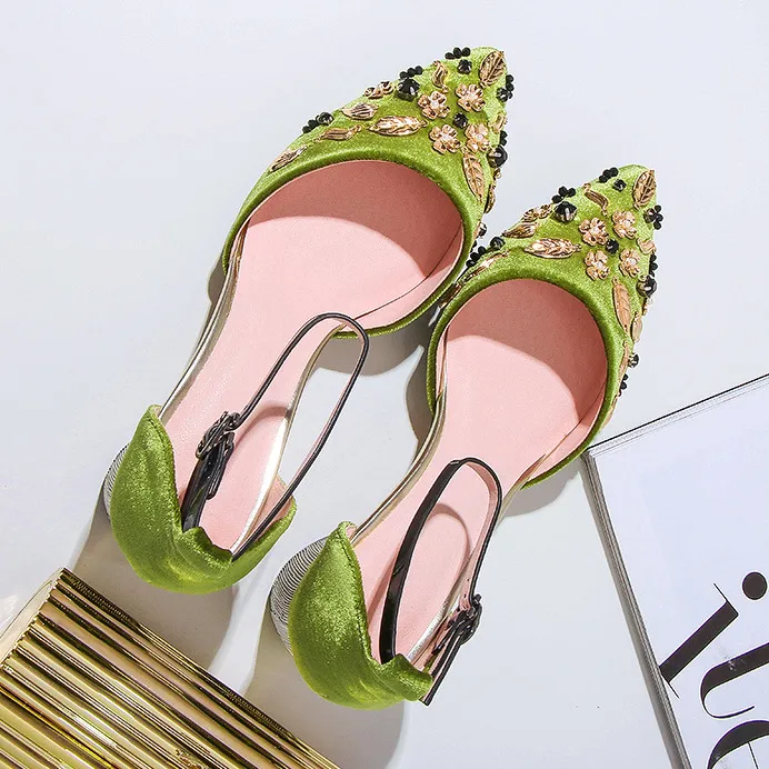 Vintage Ladies High Heel Sandals Women Wedding Shoes 2017 Green/Black ...