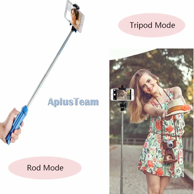 Selfie-Timer Handheld Mini 3 In 1 Photo Self-Portrait Extendable Phone Selfie Stick Built-In Bluetooth Remote Shutter Tripod Holder Stand