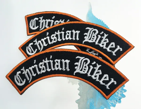 Kwaliteit Christian Biker Rocker Bar Club Motorfiets Biker Uniform Borduurig ijzer op Sew Badge Applique Patch gratis verzending