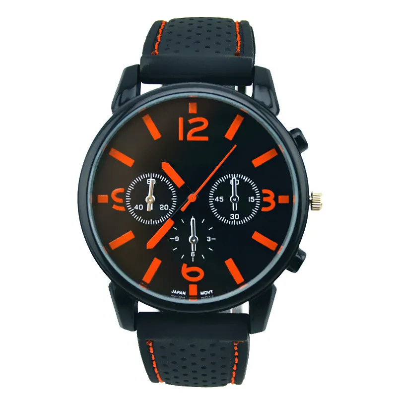 Mode Militaire Heren kijken Cool race Sport horloges Grote Cijfer Wijzerplaat Man outdoor Siliconen quartz Horloge