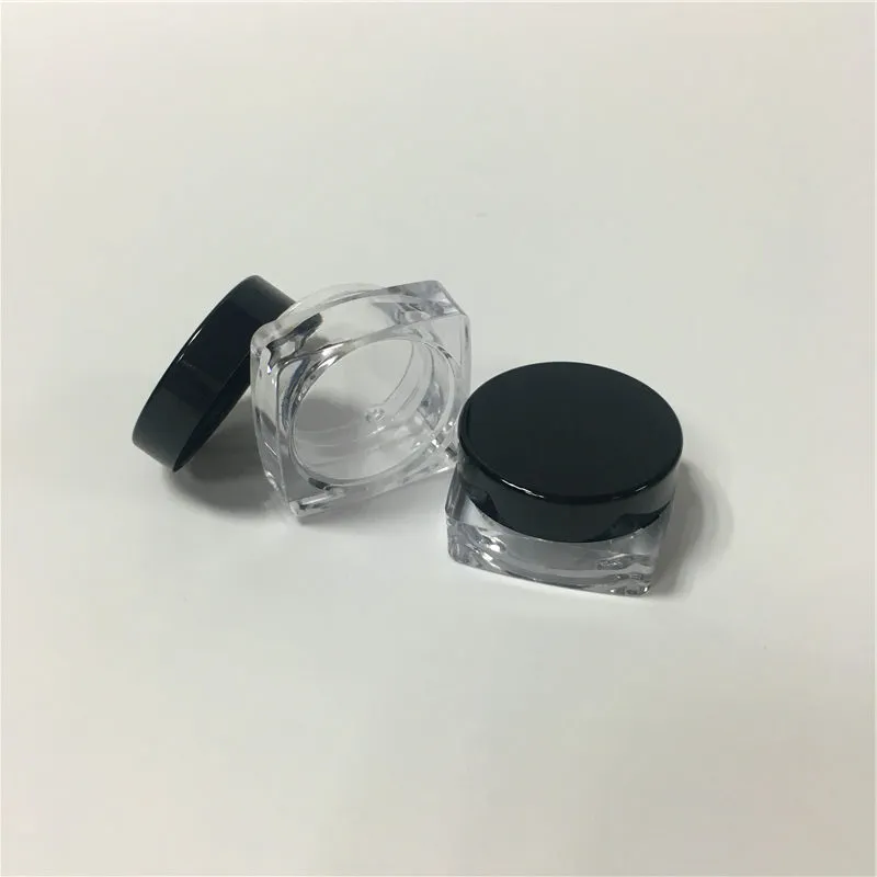 Cheap Lot 5mlg Black Lids Square Base Plastic Containers Smoke Jars Whole Plastic Wax Containers On 1948504