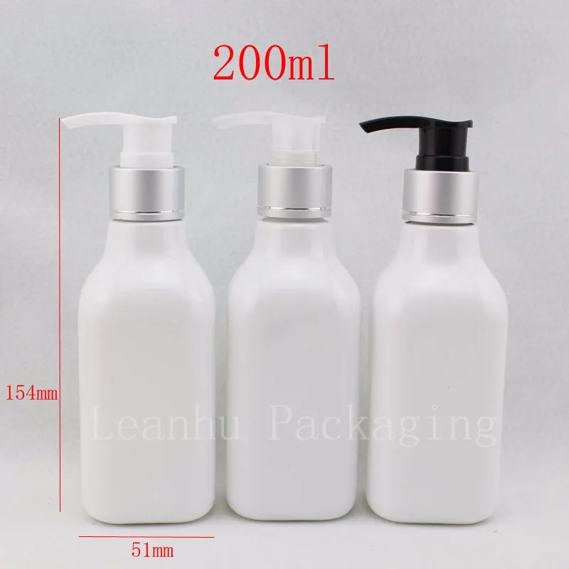 200ml-white-square-bottl-with-silver-lotion-pump