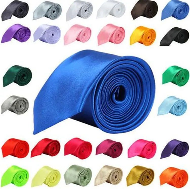 Poliéster laços de seda slolid color cetim gravata lisa laços de festas para homens 24 coloridas Ctuinho de moda suficiente c003