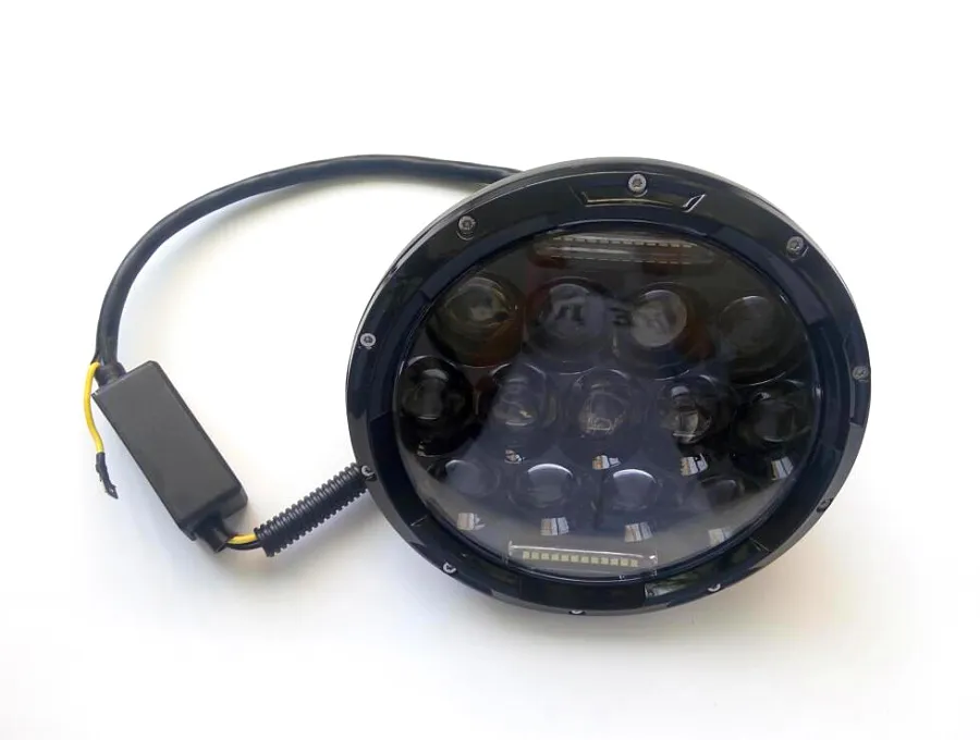 Phare avant rond à Led, 7 pouces, 75W, faisceau haut-bas avec DRL blanc, pour jeep wrangler, moto Harley, Hummer,Land rover