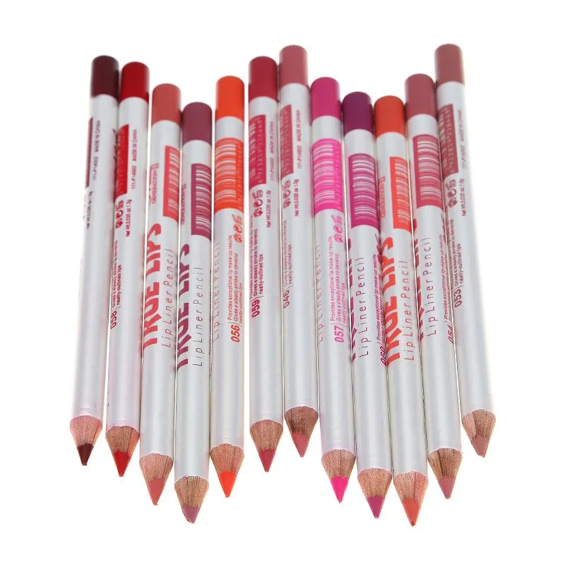 12 stks / partij 12 kleuren / set waterdichte lip voering potlood professionele langdurige lipliner pen make-up tools