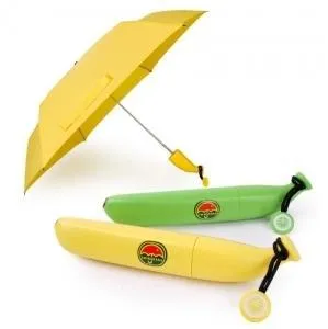 美しさの女性の紫外線保護太陽の雨傘のノベルティ折りたたみ黄色の緑のバナナ傘bs