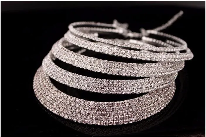 Verkoop van bruid klassieke strass kristal choker ketting oorbellen en armband bruiloft sieraden sets bruiloft accessoires bruids4511742