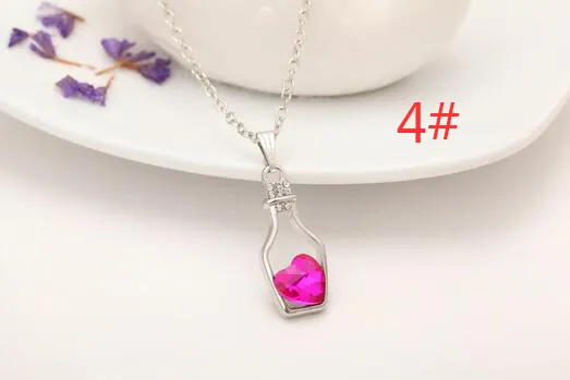 Lyxig smycken silverfärg med önskan flaska inlay kärlek hjärta kristaller flaska hänge halsband för kvinnor gåva bs68
